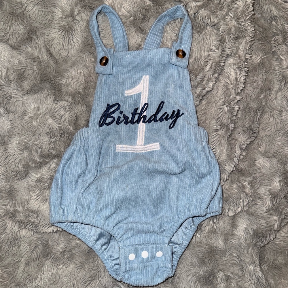 Blue Birthday Baby Romper